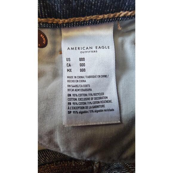 American Eagle Flower Power Denim Jean Cutoff Shorts, Sz 000, Y2K, Retro - Picture 8 of 9